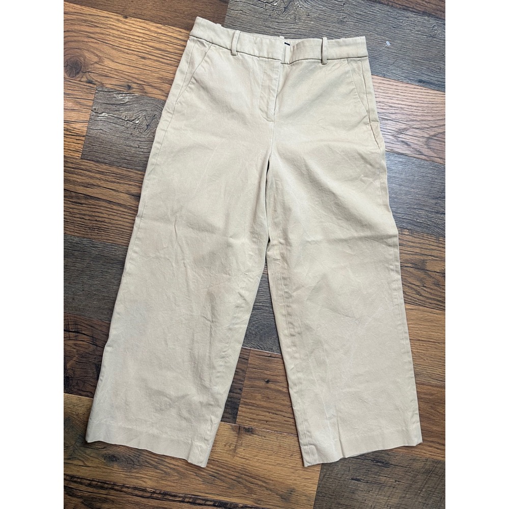 J.Crew Re-Imagined Khaki Tan Wide Leg Cropped Chino Pants Women Size 4